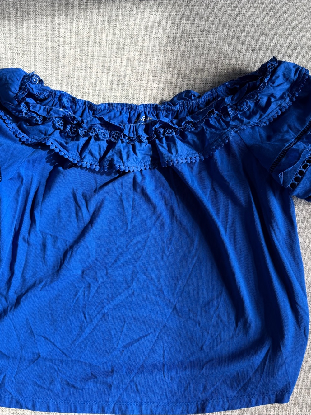 Lilly Pulitzer Royal Blue Off-Shoulder Ruffle Blouse